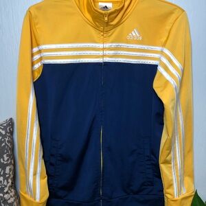 Adidas Navy and Yellow Track Jacket Kids Large